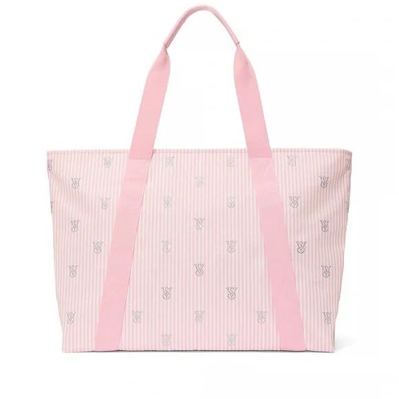 Victoria's Secret Light Pink Tote with Stripes - Picture 1 of 4